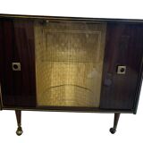 Meuble bar avec vitrines sur roulettes - vintage 60-70
