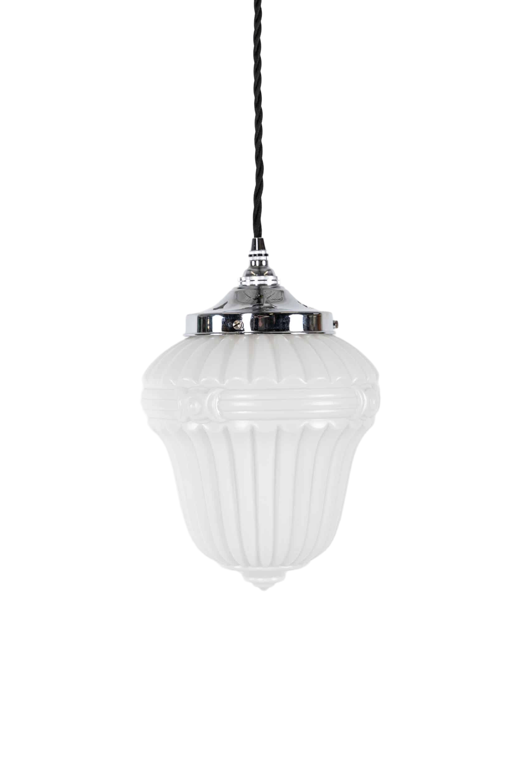 Ornate moulded art deco opaline pendant lamp