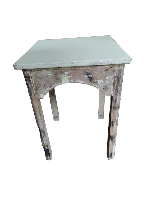 Solid wood stool seat square feet patinated