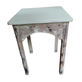 Solid wood stool seat square feet patinated