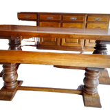 Solid oak table and bench