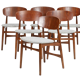Series of 6 Scandinavian chairs in oak and teak by Jens Hjorth. Edition Randers Stolefabrik