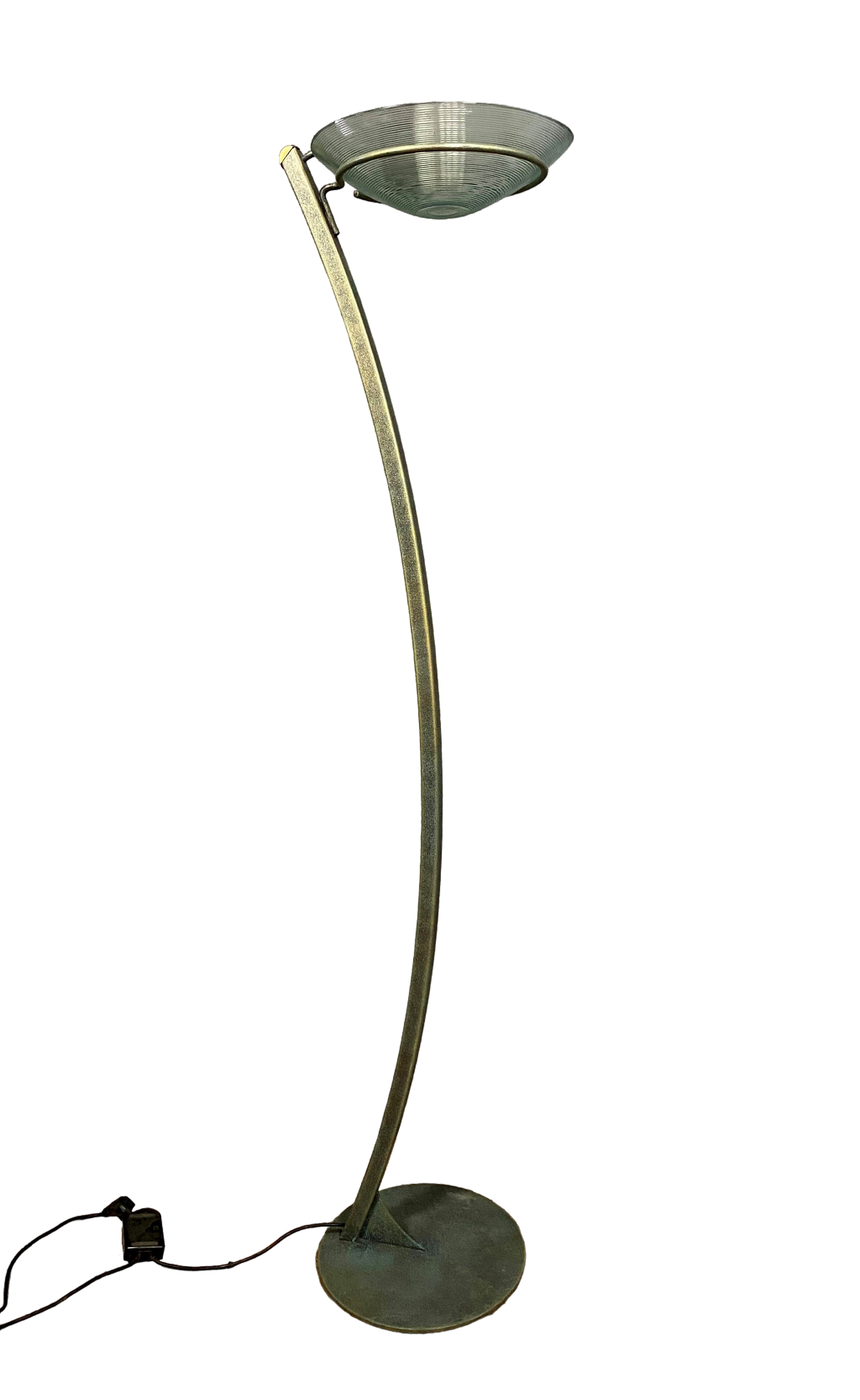 Magnificent iron floor lamp with bronze patina circa 1970