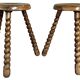 Tabourets tripodes bois pieds torsadés