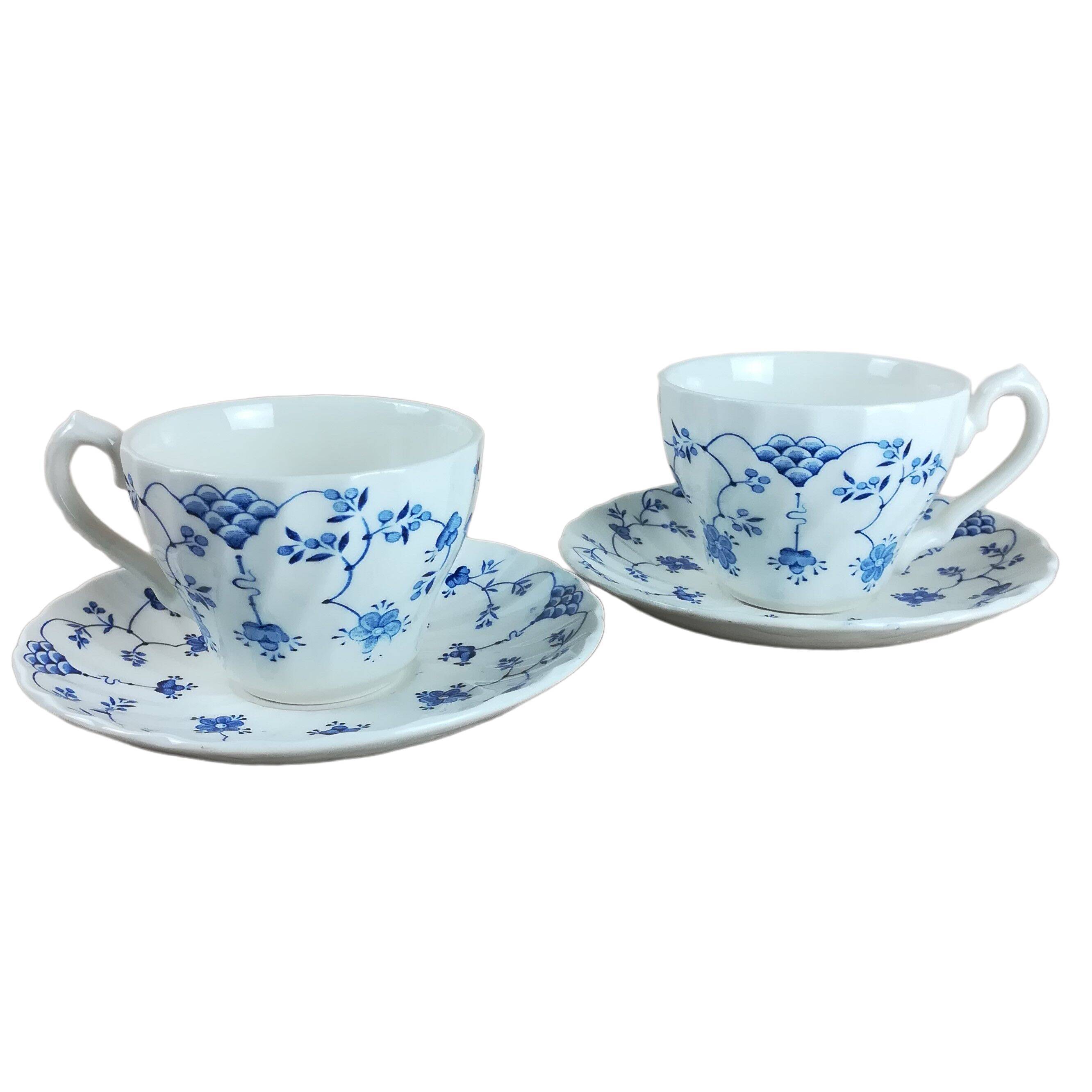 2 cups & saucers faience english