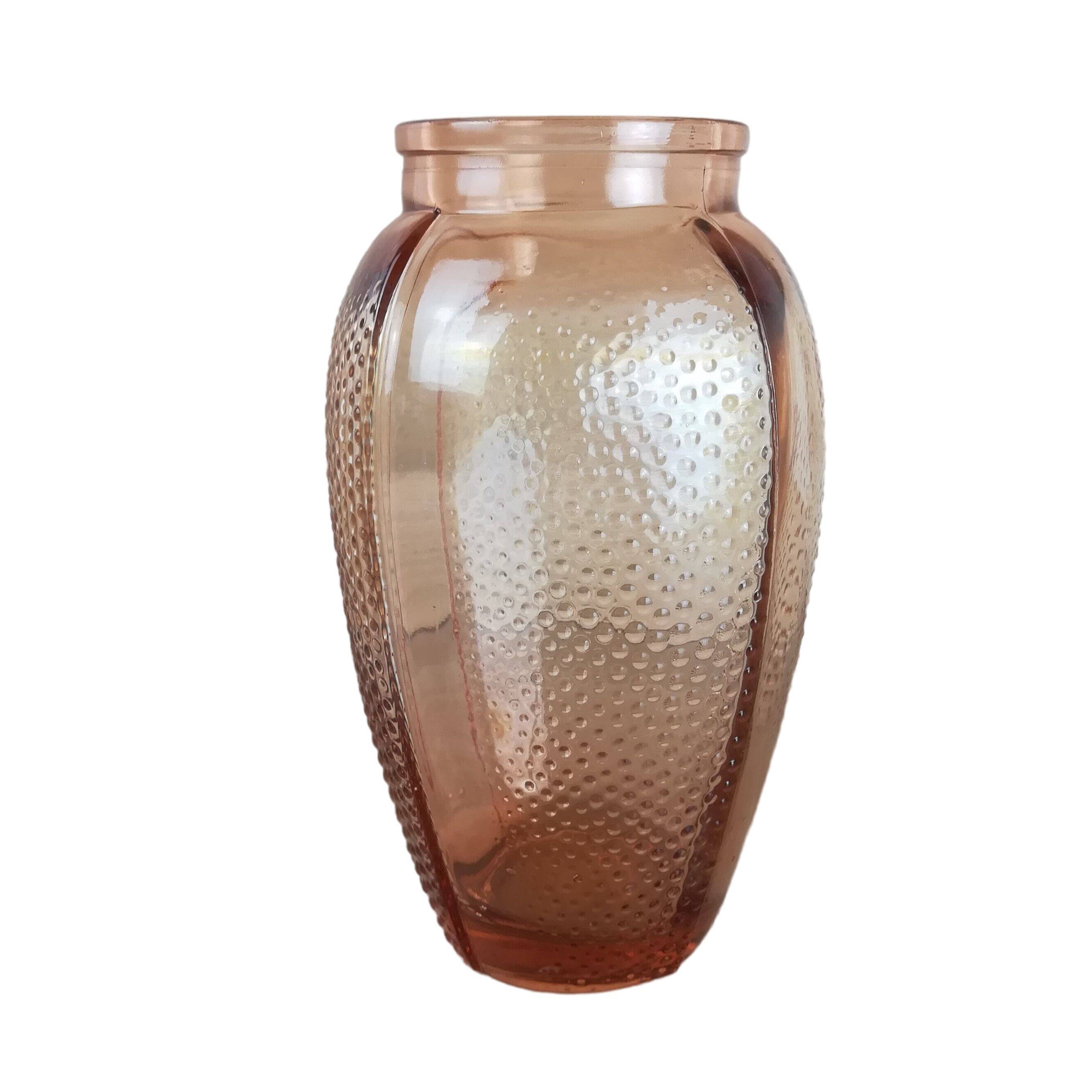 Peach pink glass vase
