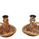 Pair of honey-colored Fat Lava ceramic candle holders