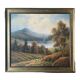 Table HST "animated pastoral landscape" HST signed (to be deciphered) + frame