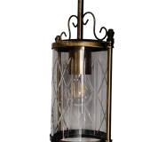 Suspension ancienne en verre et laiton