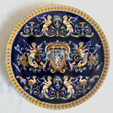 Gien Renaissance cake pie dish blue background 1971/1984