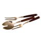 French Vintage Serving Set, Spoon and Fork, Wood Brass, Mid Century Cutlery