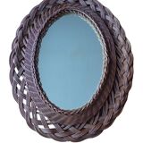 Vintage oval wicker mirror