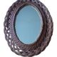 Vintage oval wicker mirror