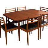 Retro Teak 1960s G Plan Fresco Dining Table & 6 Six Chairs By Victor Wilkins
