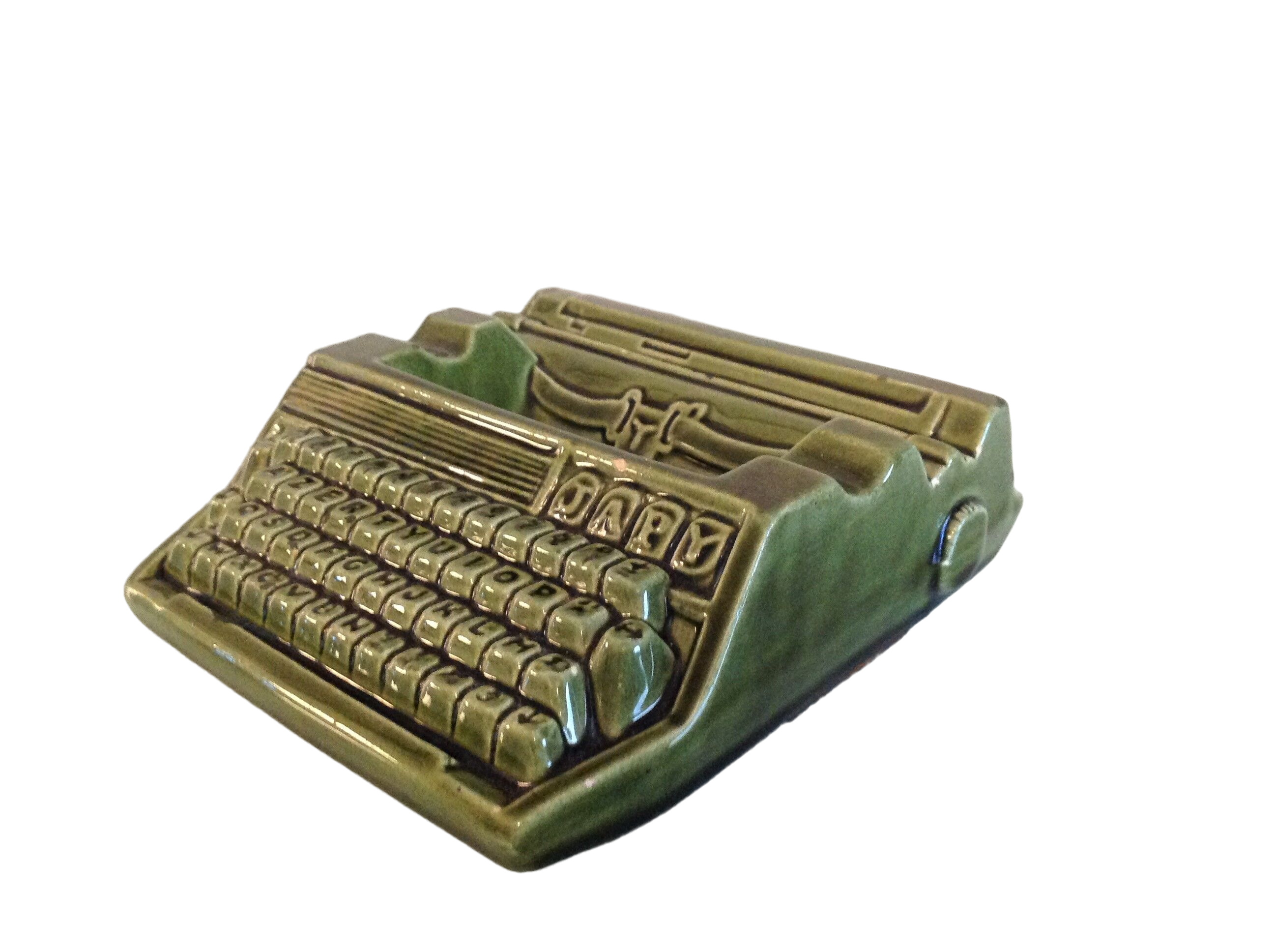 Japy advertising ashtray in olive green / vintage ceramic 50s-60s