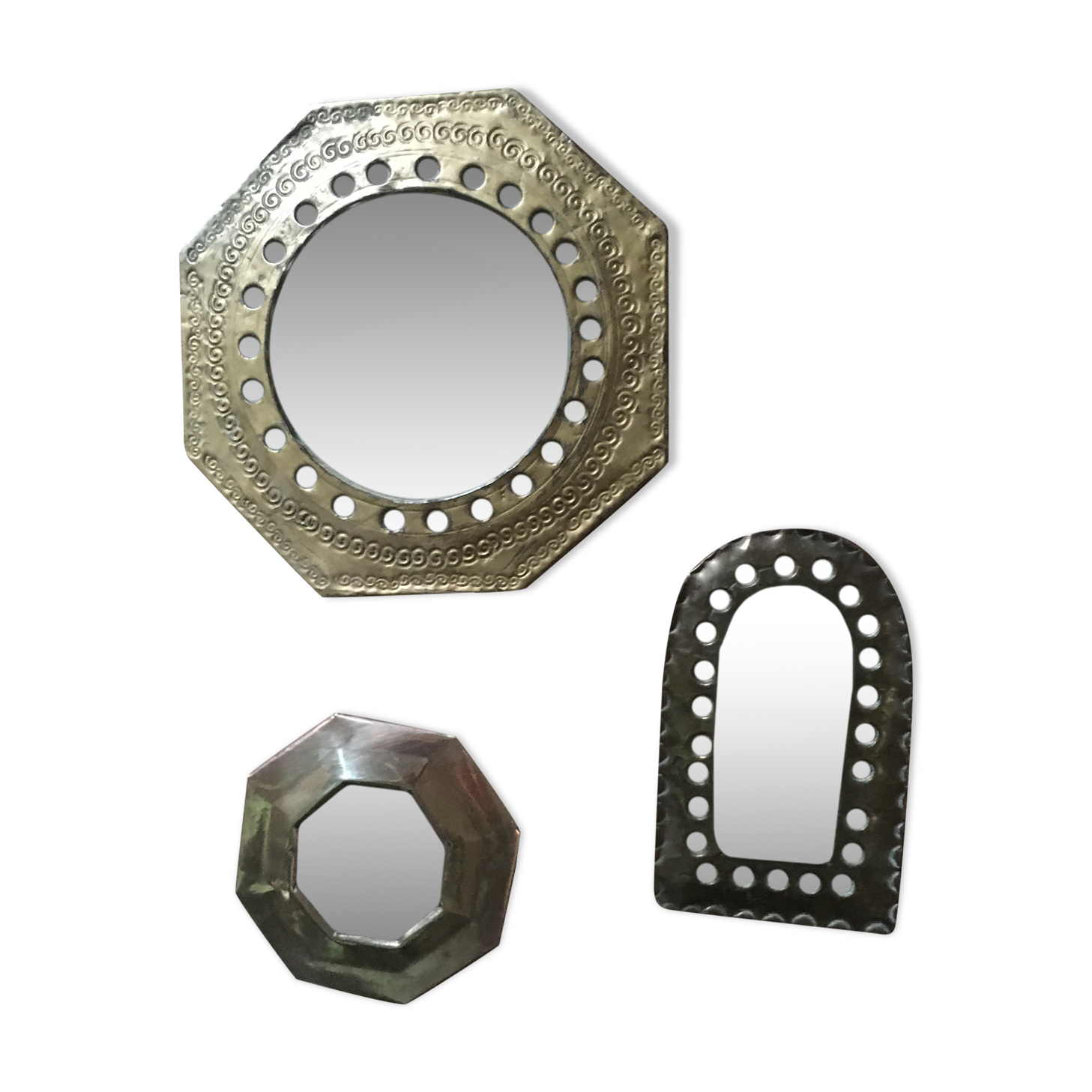 Ethnic brass mirrors.