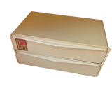 Bakelite white plastic vintage wall storage box with Flair origin label