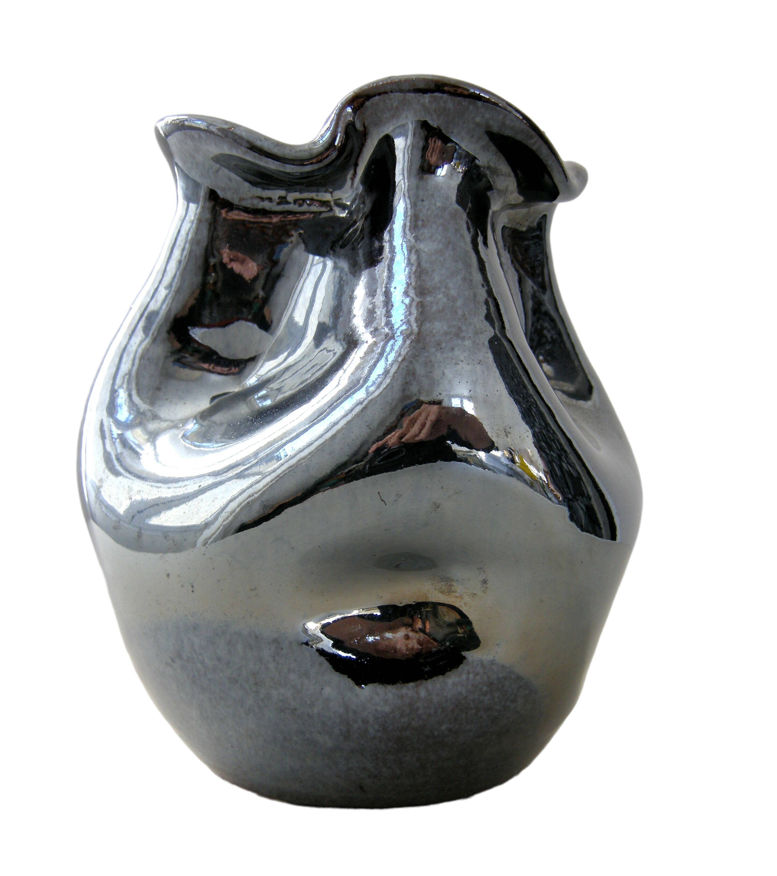 Vintage vase black iridescent 1950