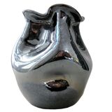 Vintage vase black iridescent 1950