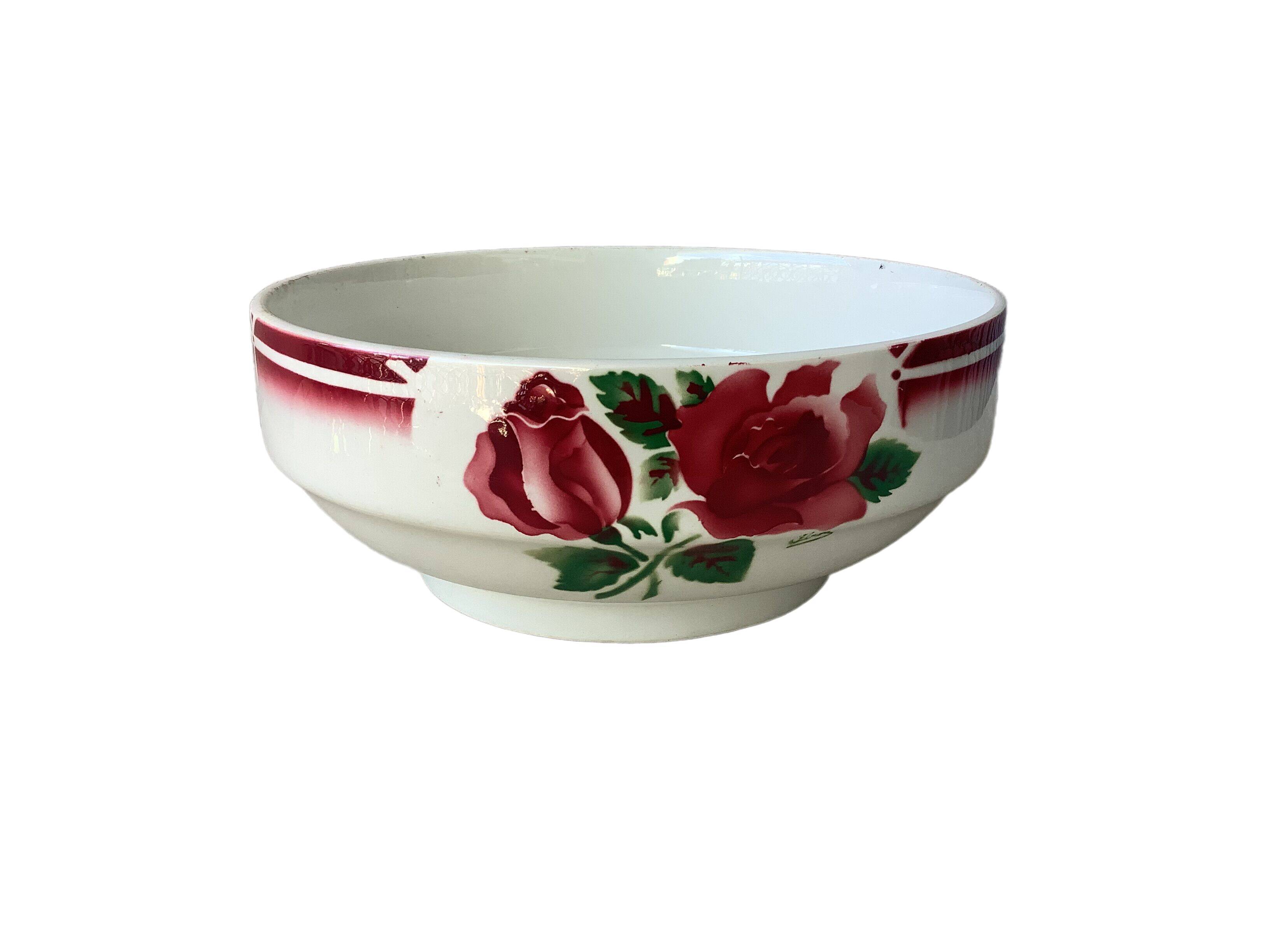 Salad bowl Digoin Cibon Ironstone floral decoration