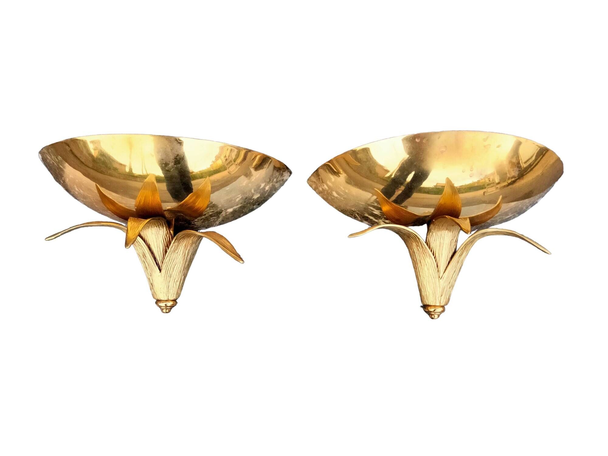 Pair of vintage bronze and antique metal wall lamps