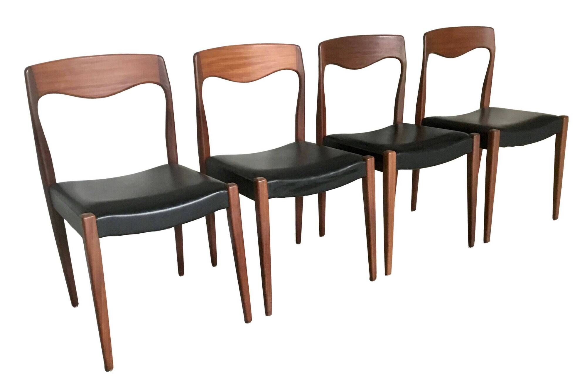 Set of 4 Scandinavian teak chairs brand NF Ameublement - 1960