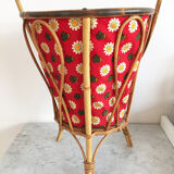 Vintage rattan sewing cart, 1960