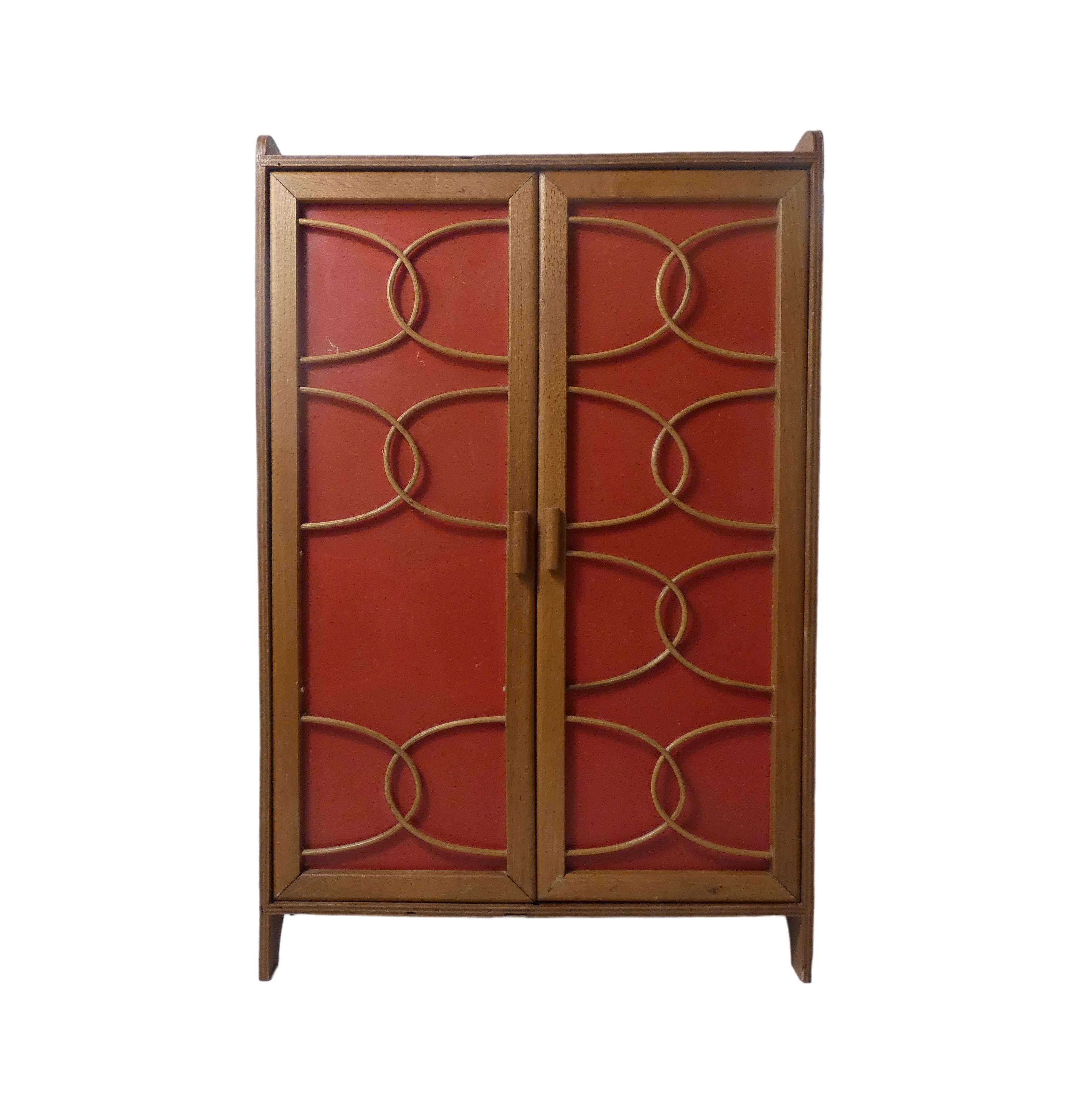 Rattan doll cabinet