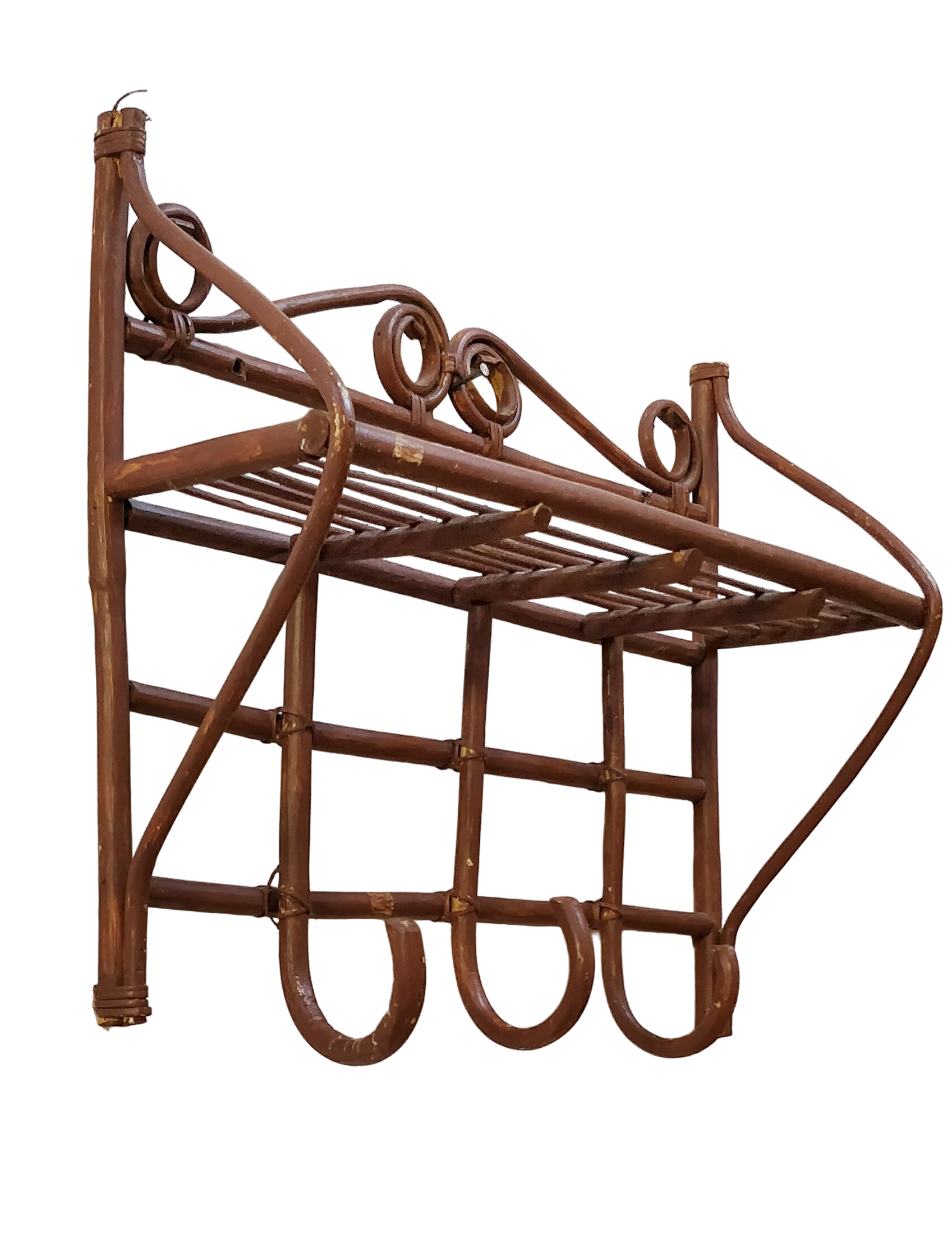 Rattan wall coat rack