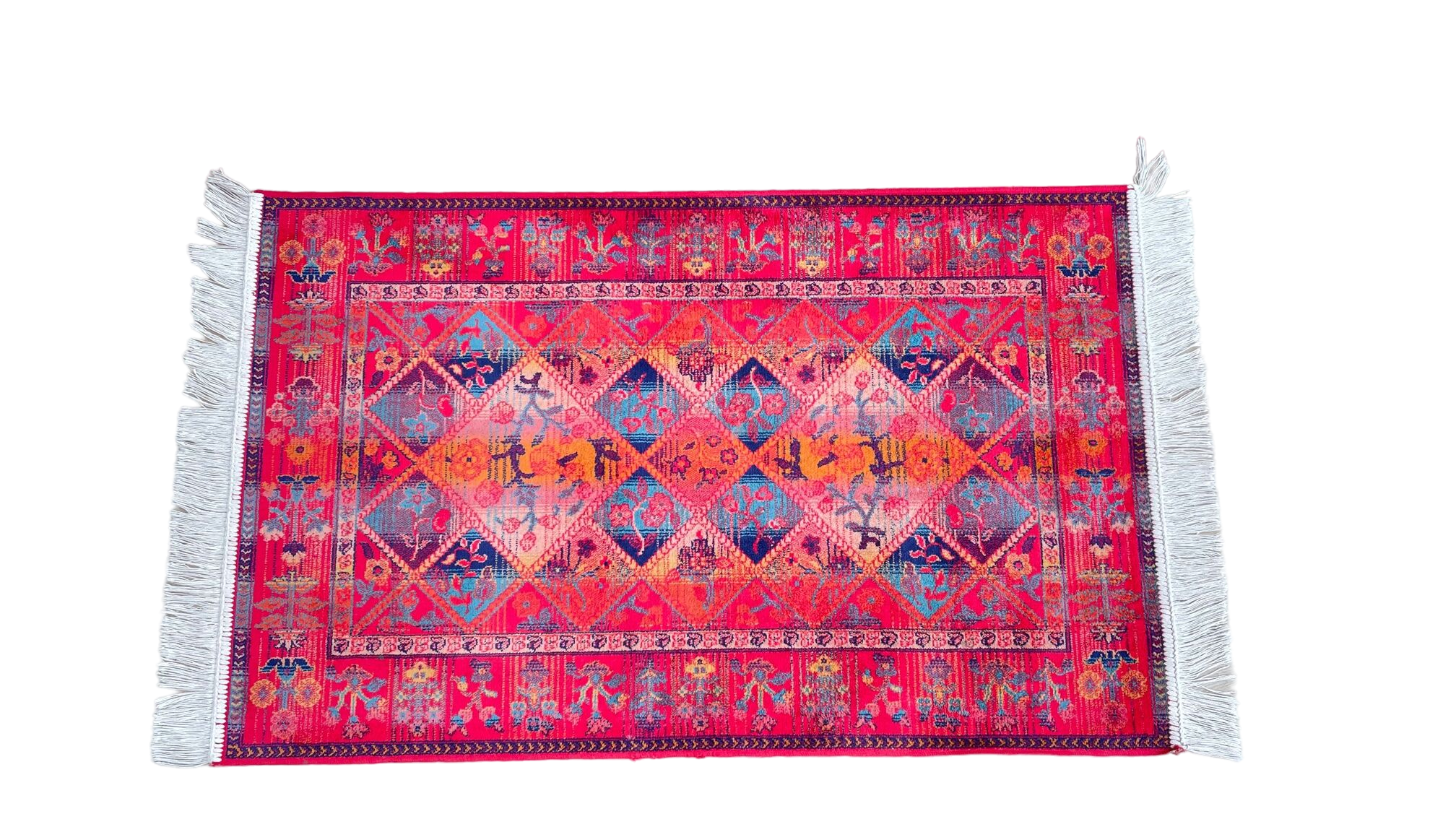 Multicolored carpet years 90/2000, 125 x 69cm