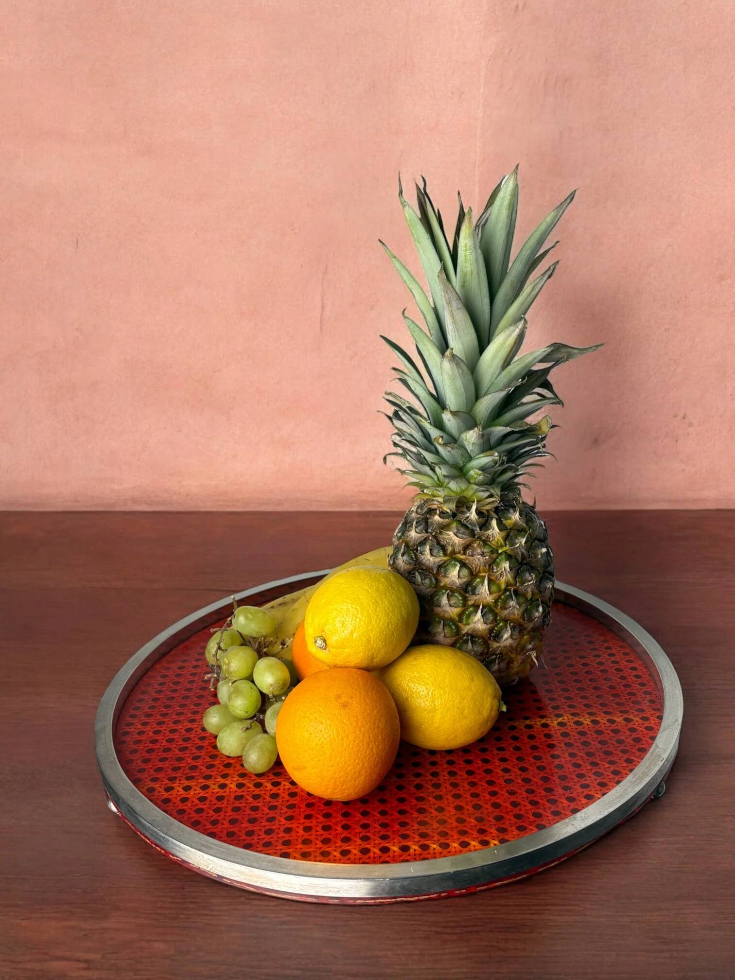 Christian Dior style lucite & rattan centerpiece, Italy, 1970s