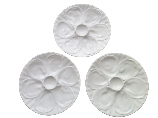 Set of 3 pillivuyt porcelain oyster plates
