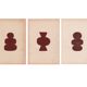 The 3 muses - set of 3 paintings on paper - terracotta - signed Eawy