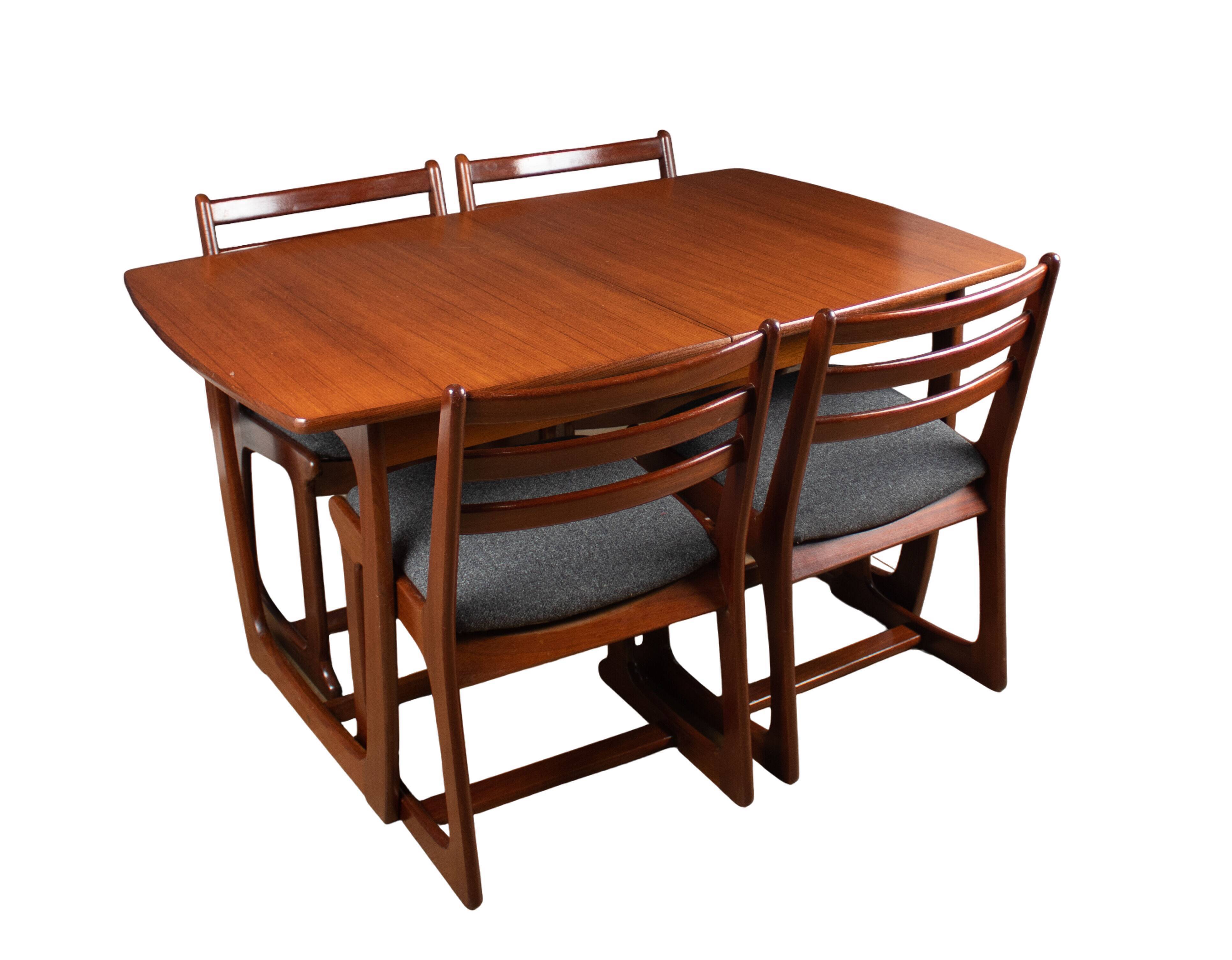 Retro teak 1960s portwood extending dining table & four chairs