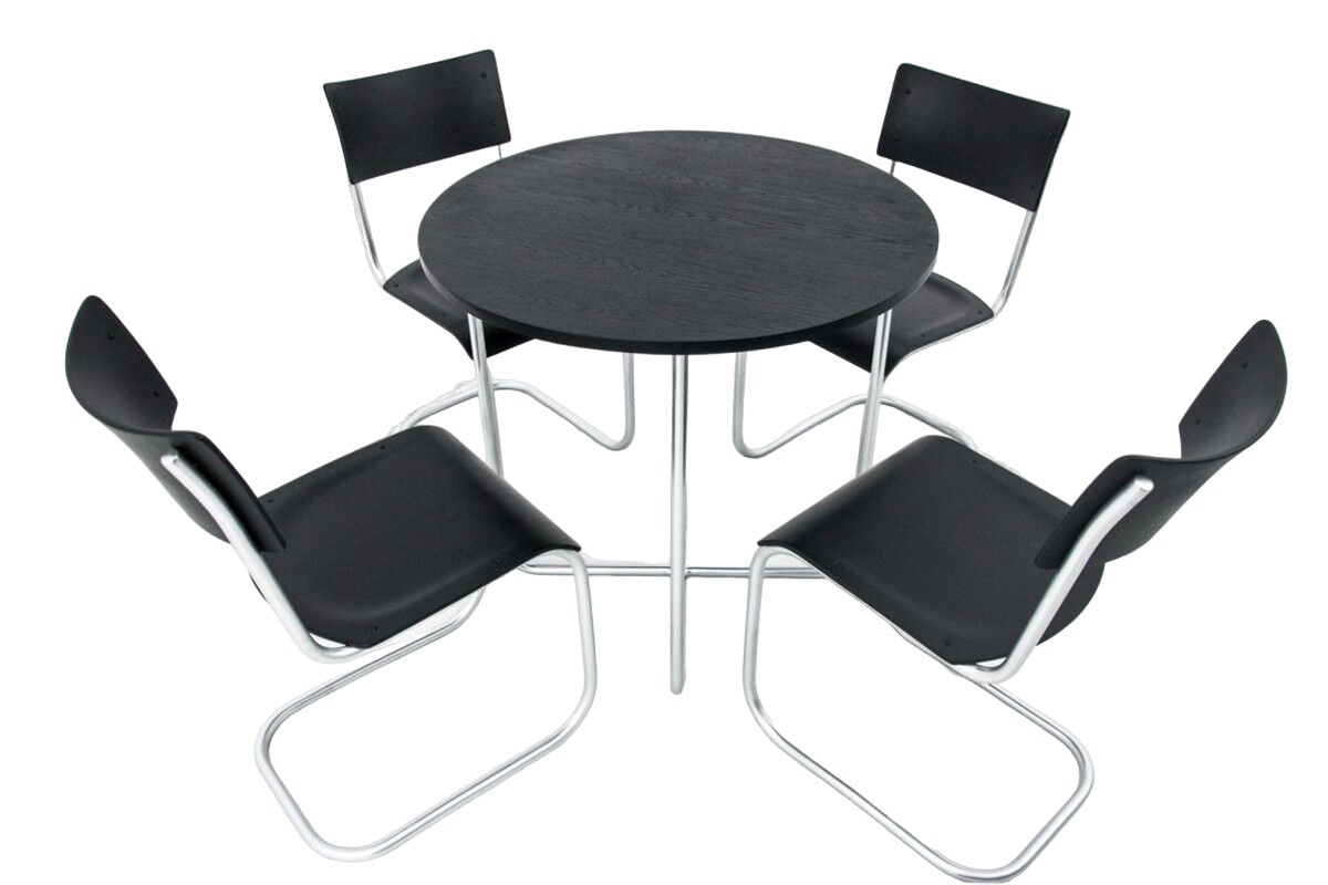 Dining table set table and 4 chairs by Mart Stam, Poland, 1930s