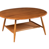 Retro vintage solid elm Ercol model 454 supper table, coffee table