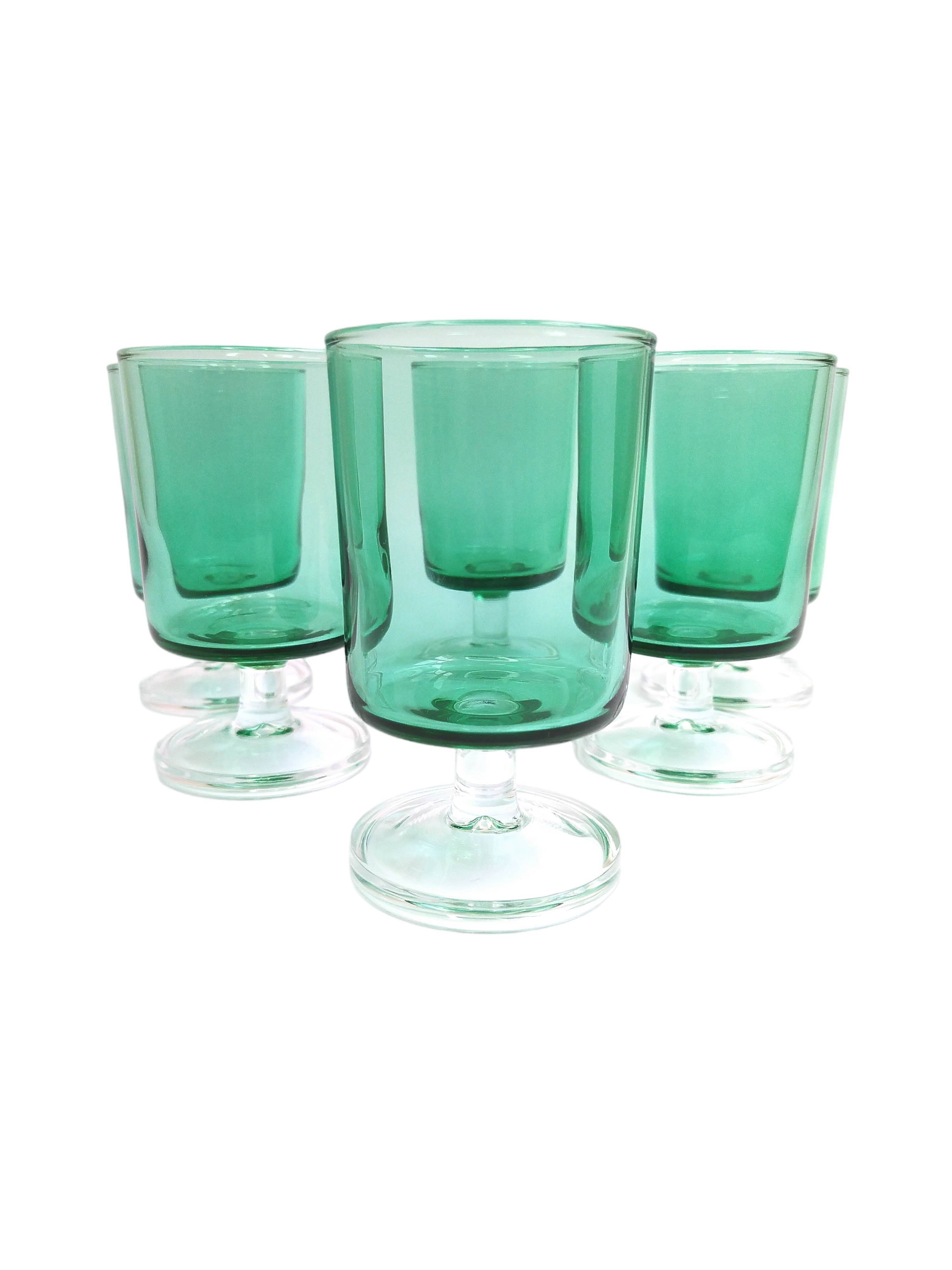Lot de 6 verres à vin blanc modèle cavalier vintage