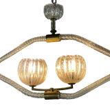Venetian chandelier in murano glass and brass circa 1950
