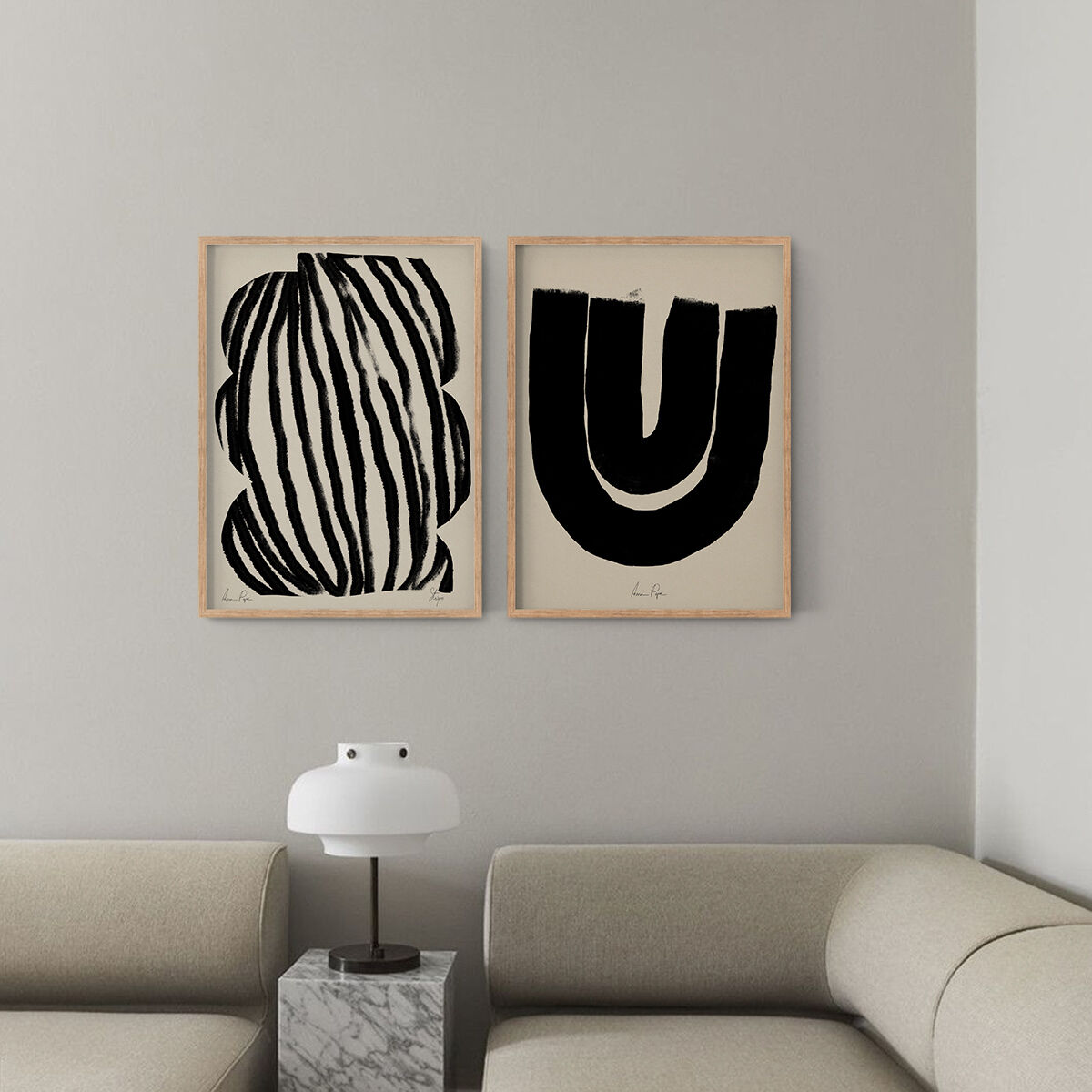 Pair of giclee prints, abstract wall art set of two, 50x70cm