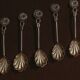 Set of six Portuguese sterling silver teaspoons with r decoration