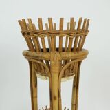 mid century PLANT STAND rack 1950s 60s bamboo rattan hawaii tiki era