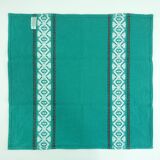 10 green cotton napkins - embroidered Basque-style designs