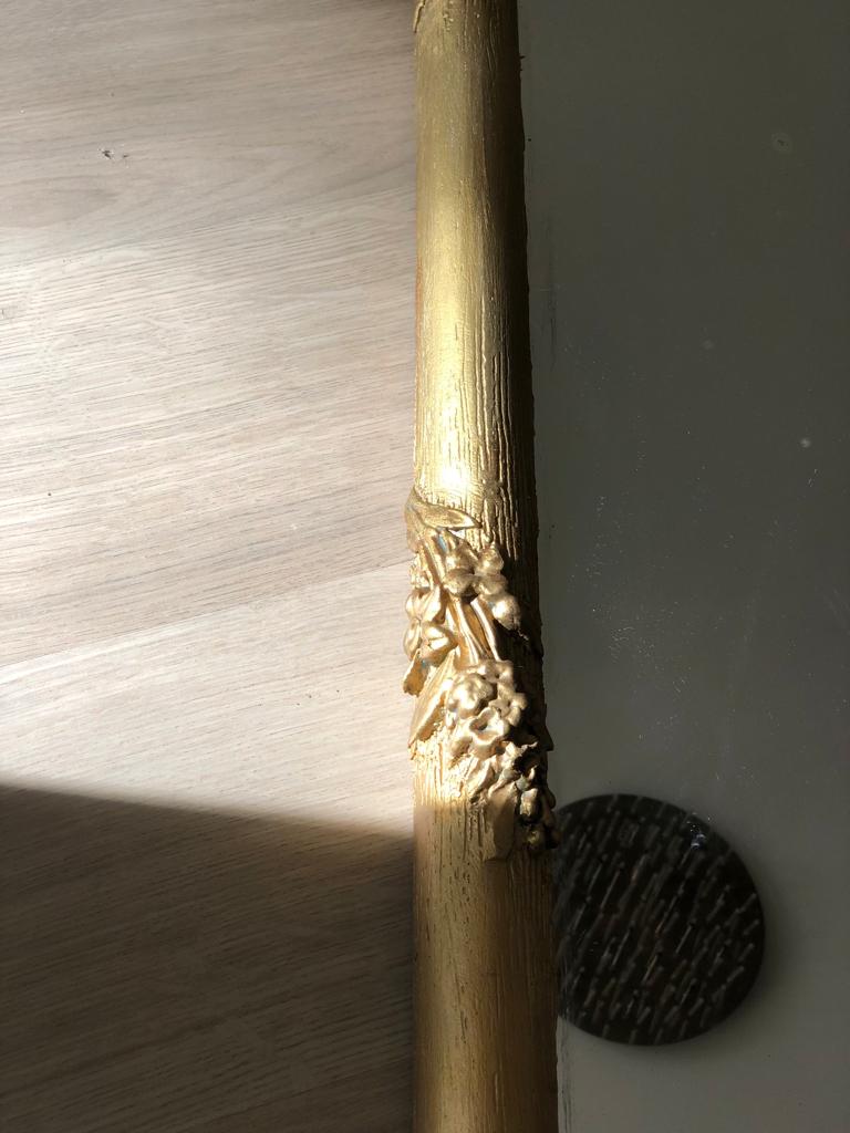 Large old mirror between two gilded pediment louis Philippe ice mercury