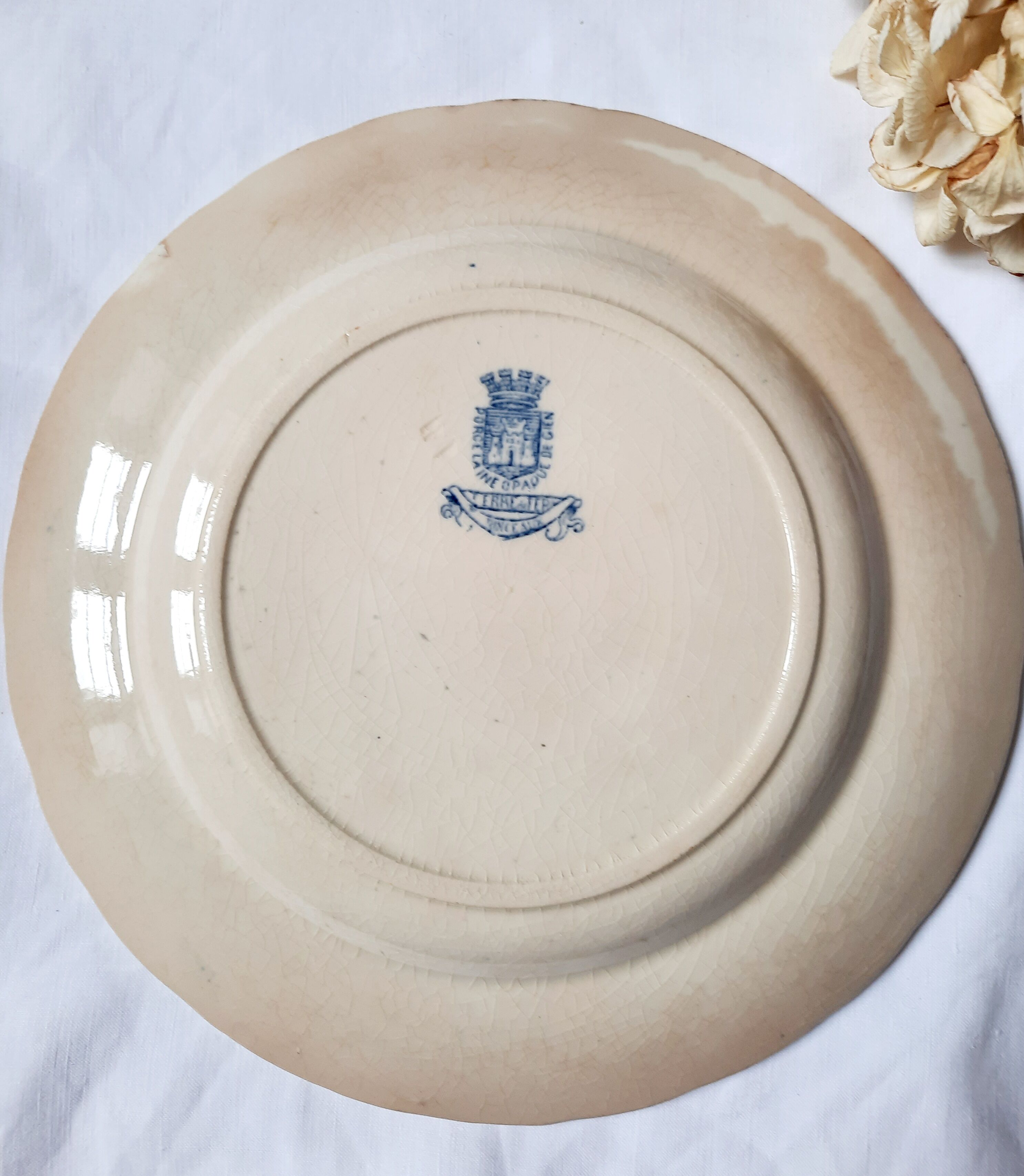 Antique dessert plates mismatched iron earth