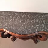 Napoleon III period console in walnut and marble tray