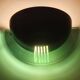 Pair of vintage black metal and plexiglass half-moon wall lights