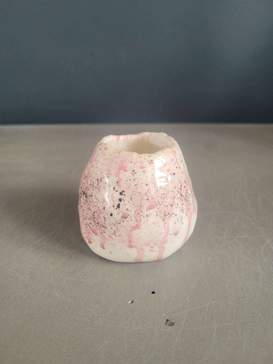 Small handmade ceramic pot signed