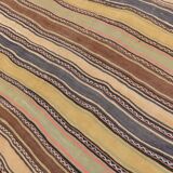 Yellow & Brown Striped Kilim Rug, Turkis Kilim Rug, 152x271Cm