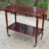 2-level rolling table in lacquered mahogany and brass 1960