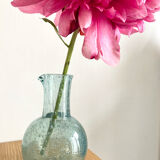 Blue bubbled glass decanter
